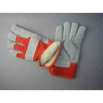 Cow Split Palm Acrylic Pile Winter Leather Work Glove-3089